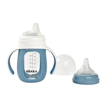 Load image into Gallery viewer, Beaba Glass Bottle with Silicone Protective Sleeve 210ml - Blue