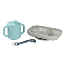 Load image into Gallery viewer, Beaba Silicone Learning Set - Blue/Grey