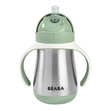 Load image into Gallery viewer, Beaba Stainless Steel Straw Cup 250ml - Sage Green