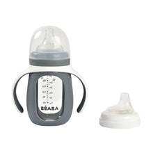 Load image into Gallery viewer, Beaba Glass Bottle with Silicone Protective Sleeve 210ml - Mineral Grey