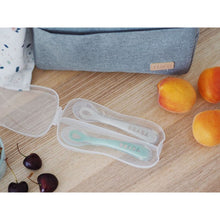 Load image into Gallery viewer, Beaba 2nd Stage Silicone Spoons & Case 2 Pack - Velvet Grey/Sage Green