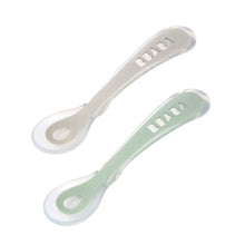 Load image into Gallery viewer, Beaba 2nd Stage Silicone Spoons & Case 2 Pack - Velvet Grey/Sage Green