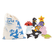 Load image into Gallery viewer, Le Toy Van Wooden Stacking Animals & Bag - Ocean Life