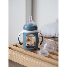 Load image into Gallery viewer, Beaba Glass Bottle with Silicone Protective Sleeve 210ml - Blue
