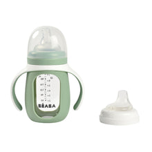 Load image into Gallery viewer, Beaba Glass Bottle with Silicone Protective Sleeve 210ml - Sage Green
