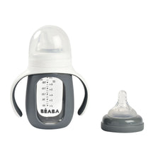 Load image into Gallery viewer, Beaba Glass Bottle with Silicone Protective Sleeve 210ml - Mineral Grey
