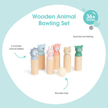 Load image into Gallery viewer, Bubble Wooden Animal Bowling Set
