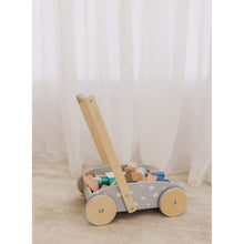 Load image into Gallery viewer, Bubble Wooden Baby Push Cart &amp; Walker with 45 Building Blocks
