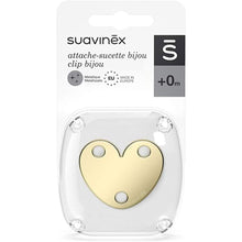 Load image into Gallery viewer, Suavinex Jewel Chain Soother Clip Heart - Spread Joy Golden
